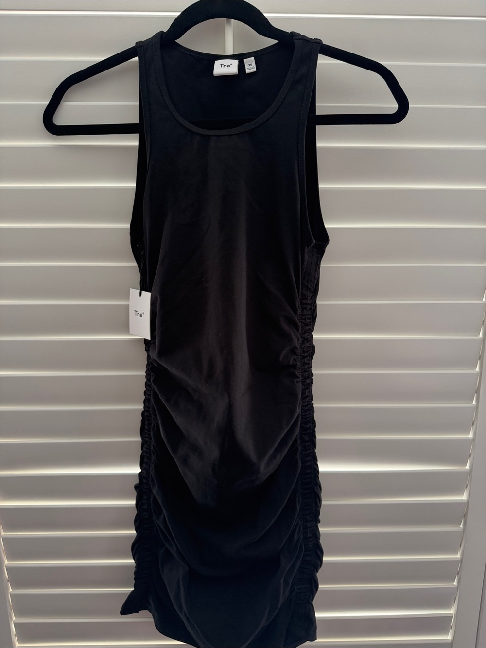 TNA Black Ruched Tank Midi Dress